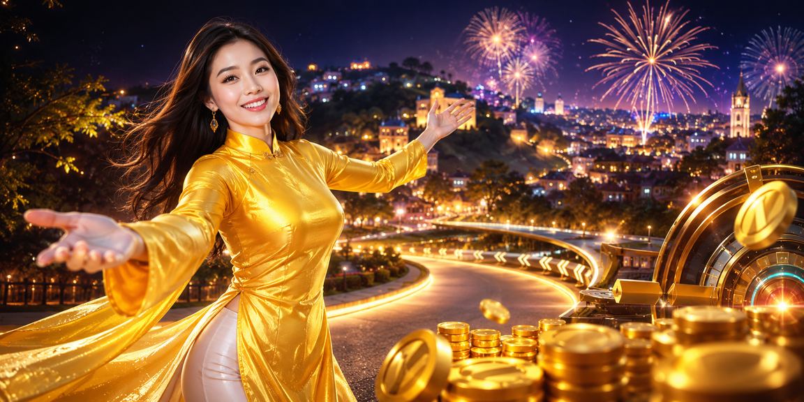 Người phụ nữ mặc áo dài đứng trước không gian casino sang trọng tại Đà Lạt