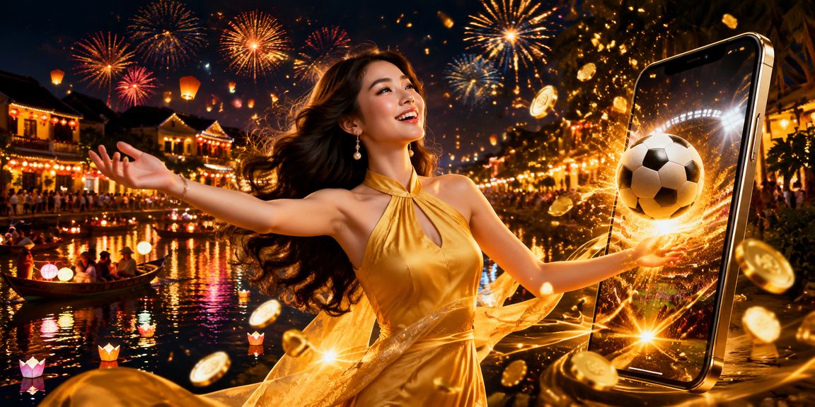 Người dùng xem kết quả kèo bóng đá tại lễ hội đêm phố cổ Hội An